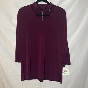 NWT ELLEN TRACY PURPLE CUTOUT BLOUSE (L)